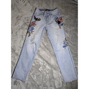 Abercrombie & Fitch Jeans SZ 26 Annie Girlfriend Floral Embroidered Distressed
